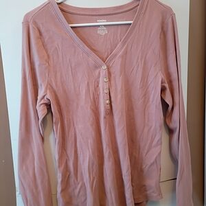 Sonoma Women's Blush Buttoned Long Sleeve Tee